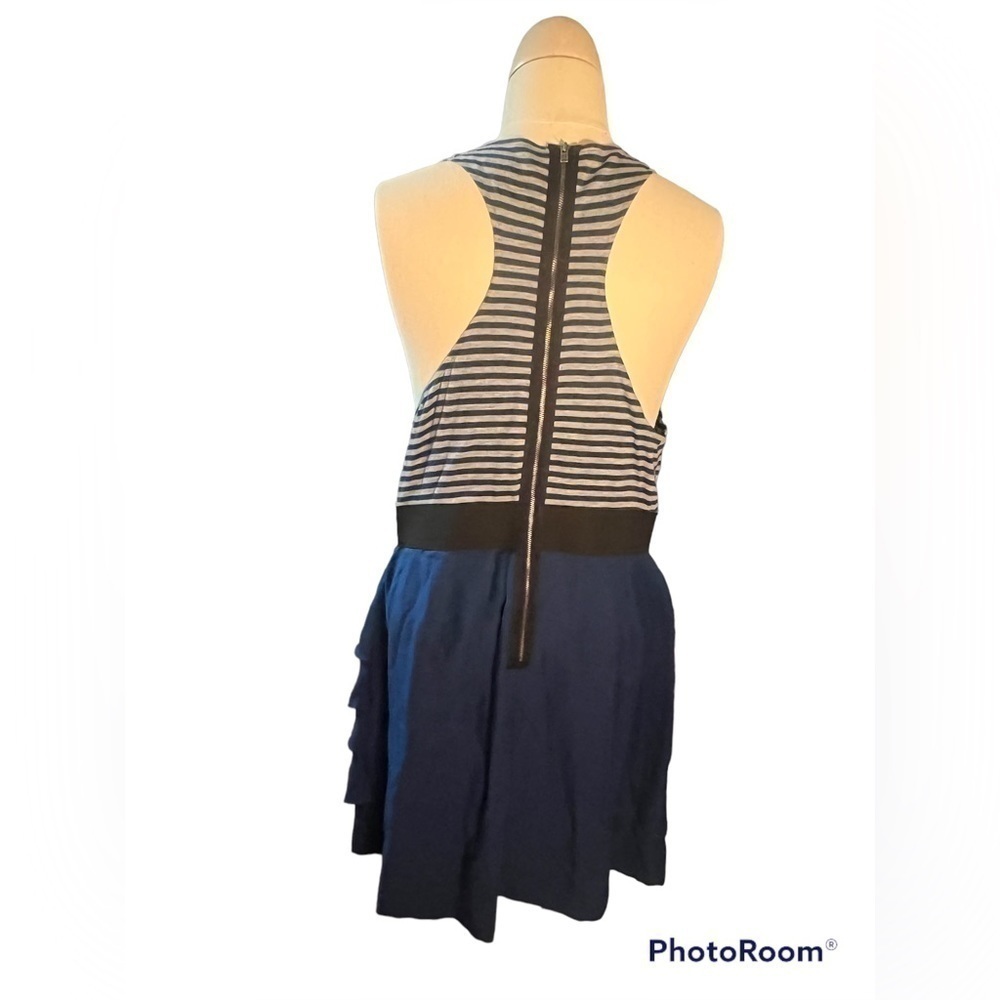 ELLE | Racerback Striped Ruffle Zipper Tank Dress XL - Picture 2 of 4